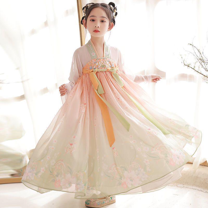 

Летнее платье ханьфу руцюнь для девочек - Традиционный китайский костюм тан для выступлений 120 cm