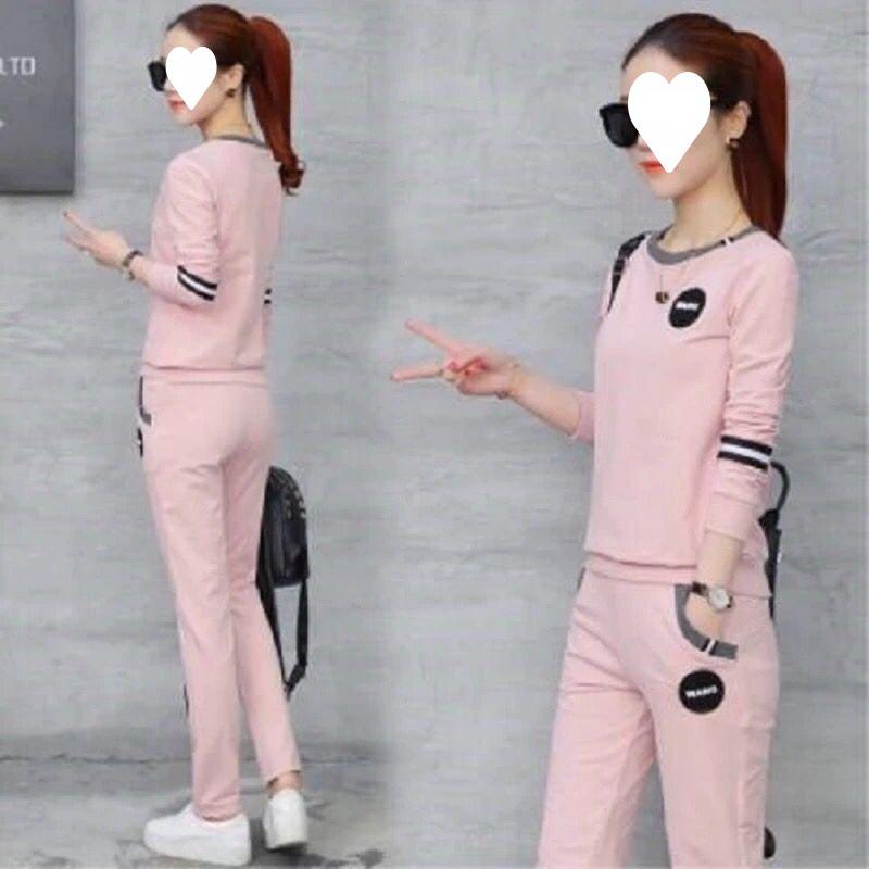 Sportswear Women's Spring-autumn Fashionable Casual Clothes Long-sleeved Slimming Pants Round-neck Loose Two-piece Set