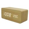 Wooden Digital Alarm Clock with Wireless Charging, 3 Alarms LED Display Sound Control for Bedroom Bedside  