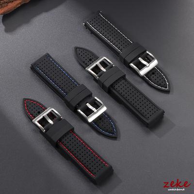 20mm 22mm 24mm Weiches Silikonkautschuk Uhrenarmband Herren Damen Sport Wasserdicht Atmungsaktiv Armband Matt Schwarz Schließe