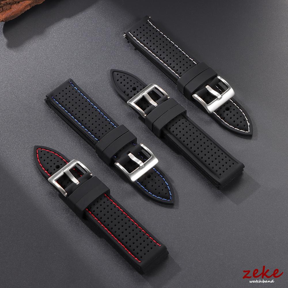 20mm 22mm 24mm Soft Silicone Rubber Watch Strap Men Women Sport Waterproof Breathable Wrist Band Matte Black Buckle Bracelet