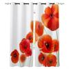 Red Flower Ink Painting Curtains 2 Panels With Valance Hook Floral Living Room Kids Kitchen Indoor Decor