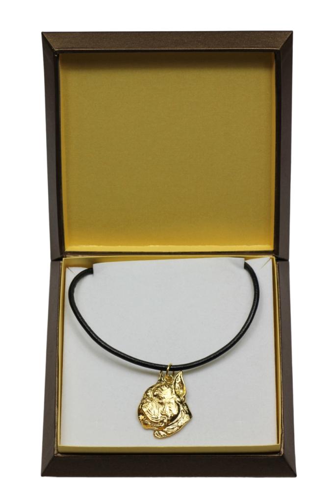 Boxer, German Boxer II – Dog necklace in gift box, gold-plated pendant for dog fan | Art-Dog