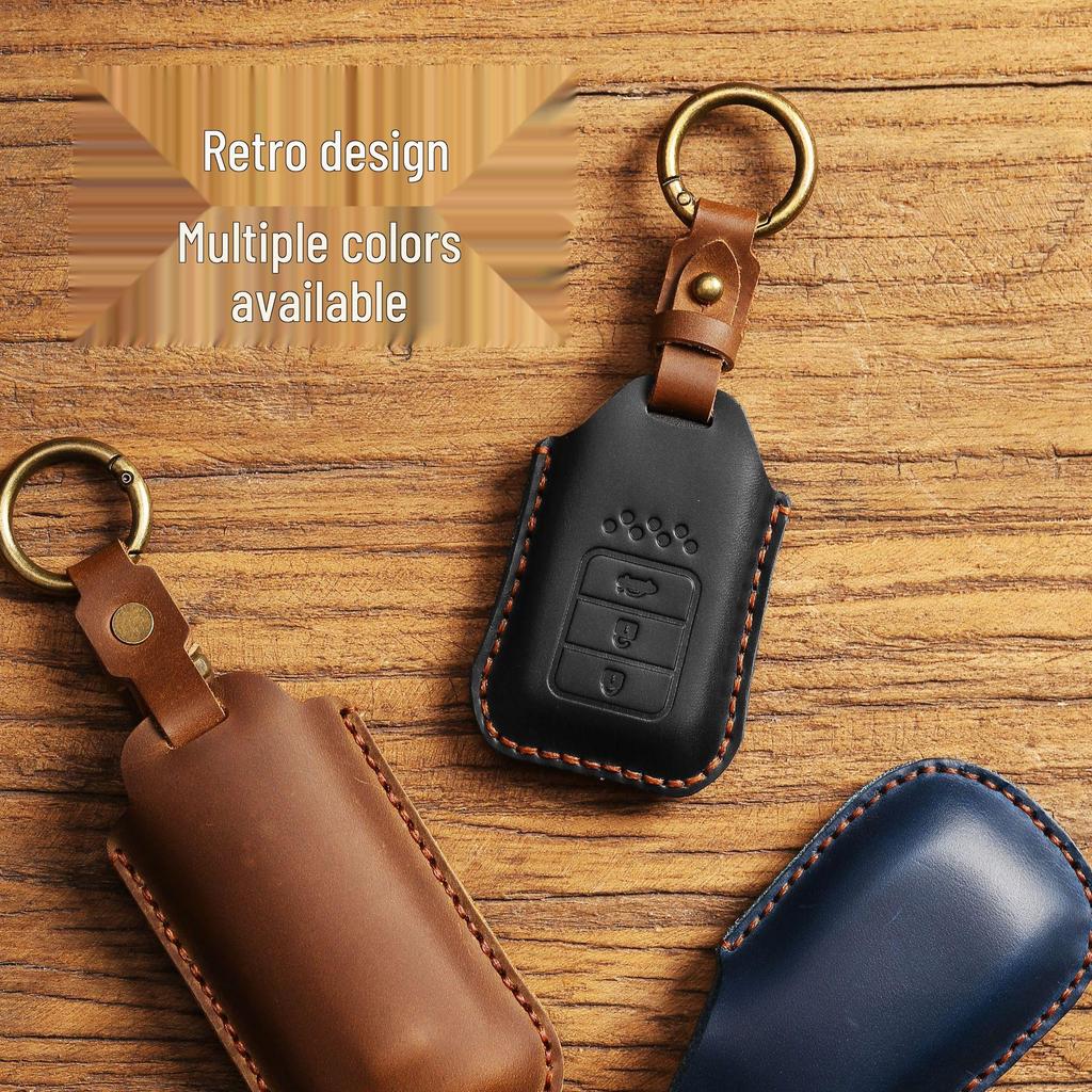 Genuine Leather Key Cover for Honda Civic & Accord - Full Wrap Cowhide Protection