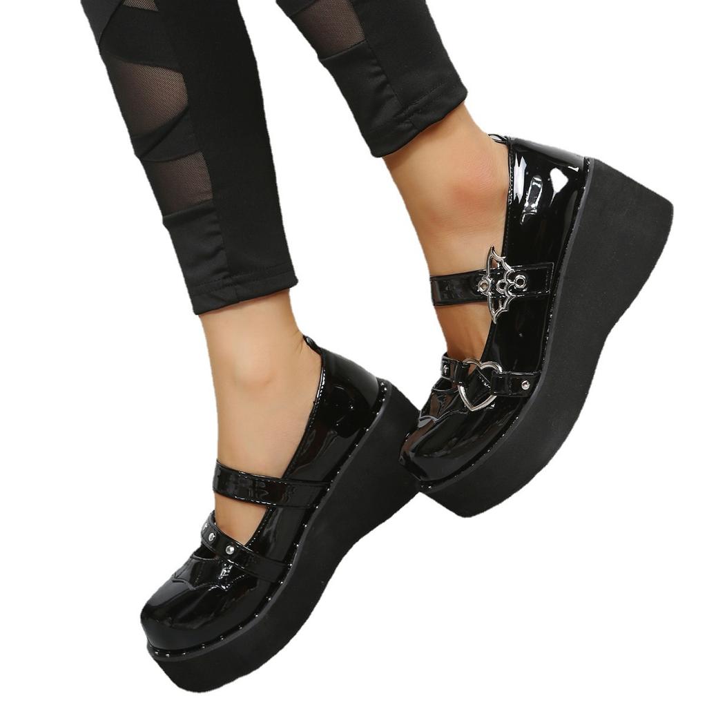 Foreign trade Mary Jane shoes women's 2025 new round head platform large size British small leather shoes heightened Japanese muffin women's shoes