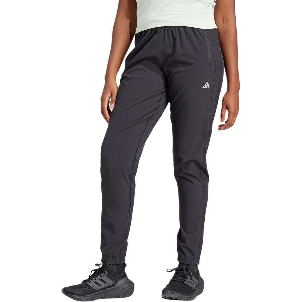Adidas Run It Tko Joggers With Solid Color Logo And Zippered Ankles Women Bottoms Black IQ0918