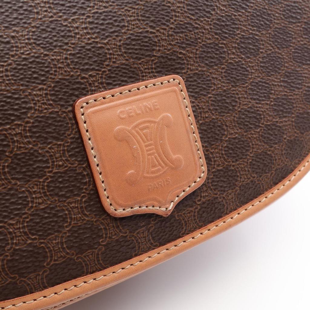 Used CELINE Macadam Shoulder Bag Shoulder Bag PVC Coated Canvas Leather Brown Beige Used Women