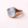 Aqua Chalcedony Pear Signet Ring, 925 Solid Sterling Silver, Pure Copper Handmade Boho Gemstone Ring