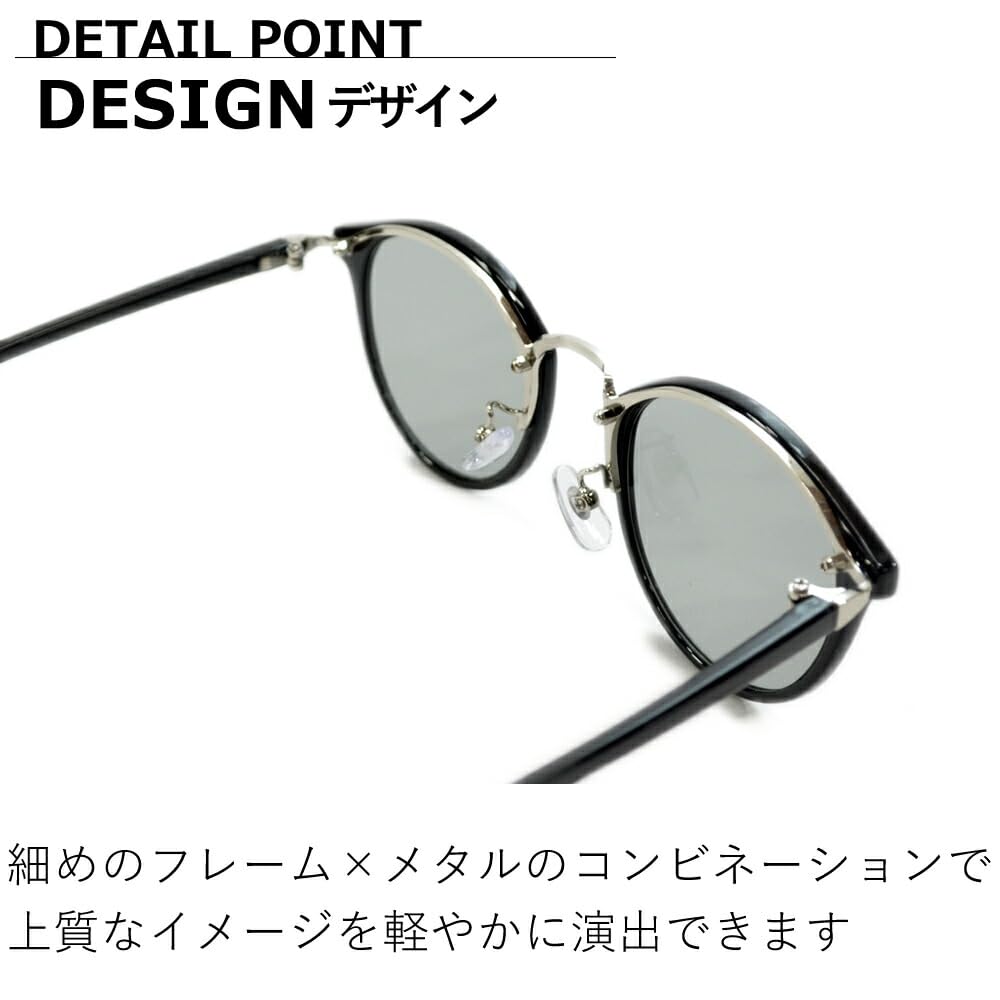 Sunglasses for Men and UV Fashion Boston Tinted Lightly [MERRY PLEASURE] Women, Protection, Glasses, Round, Style, Lenses, Colored, BLACK×Lt.BLUE