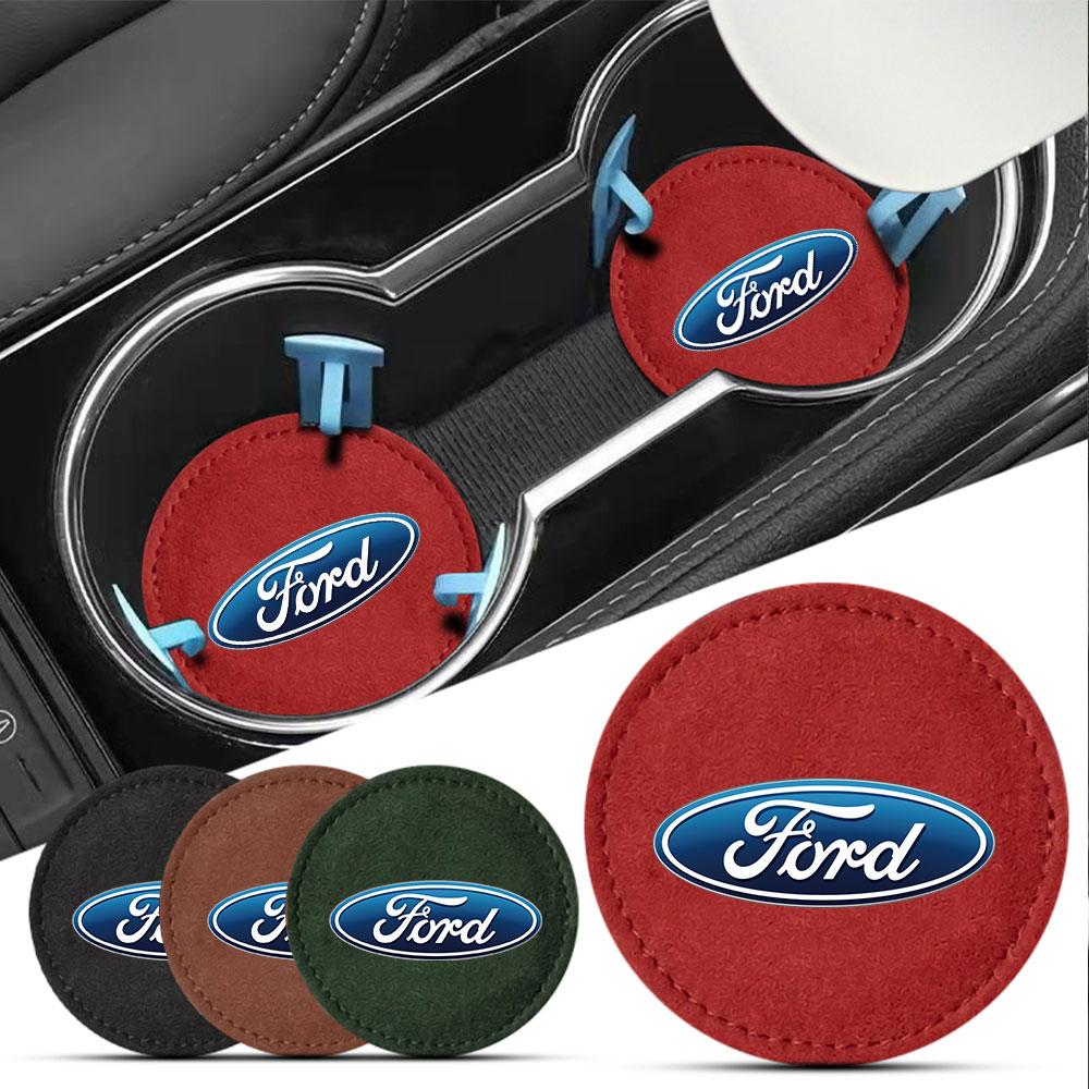 2pc Car Water Coaster Pad Anti-Slip Cushion Drink Mat Accessories For Ford ST Fiesta Explorer Escape Shelby Edge Kuga Focus SMAX GT9