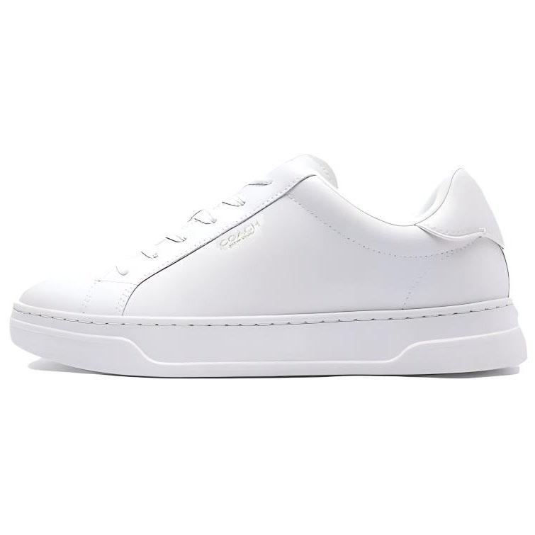 Coach Highline Synthetic Leather Cow Split Leather Lace-Up Round Toe Low-Top Sneakers Women sneakers White CW971-OPI