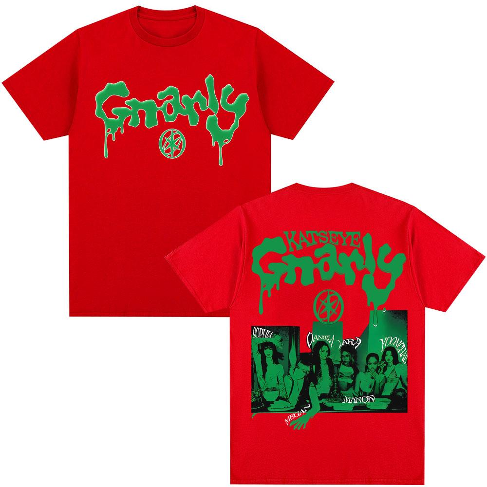 Kpop 2025 Katseye Grunge Tour Grafik T-Shirt Mode Vintage Hip Hop Herren Damen T-Shirts Übergroß Baumwolle Lässige T-Shirts Streetwear