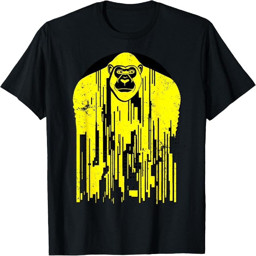 Urban Gorilla Ape Monkey Black & Yellow Abstract Graffiti T-Shirt XXXXXL чёрный
