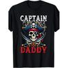 Men'S Captain Daddy Pirate Skull & Crossbones Graphic T-Shirt - Halloween & Christmas Costume Tee with Red Lettering, Short Sleeve Round Neck Casual