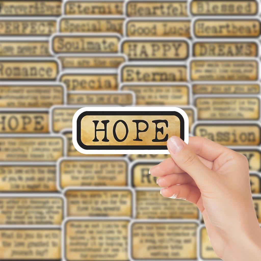 50 Retro English LOVE Phrase Waterproof Stickers for DIY Journals, Notebooks, Guitars, and Phone Cases