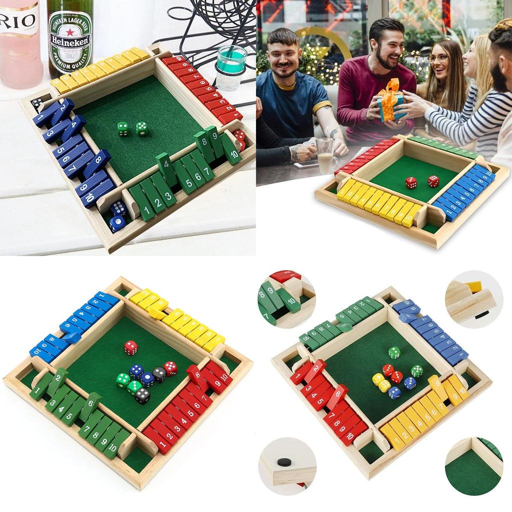 Safe And Durable Family Toy 4-sided Shut The Box Board Game