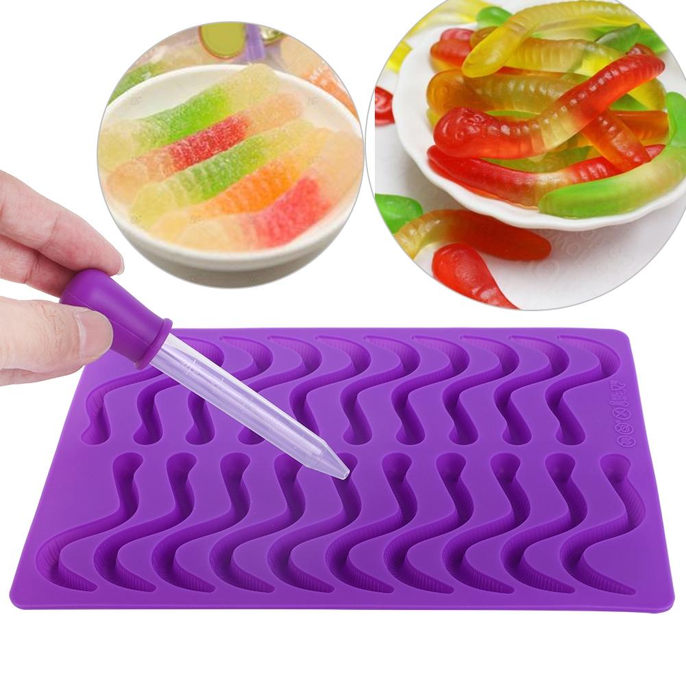20 Cavities Gummy Silicone Mold Chocolate Mold Non-Stick Food Grade Safe Tool for Gummy Cake with Dropper