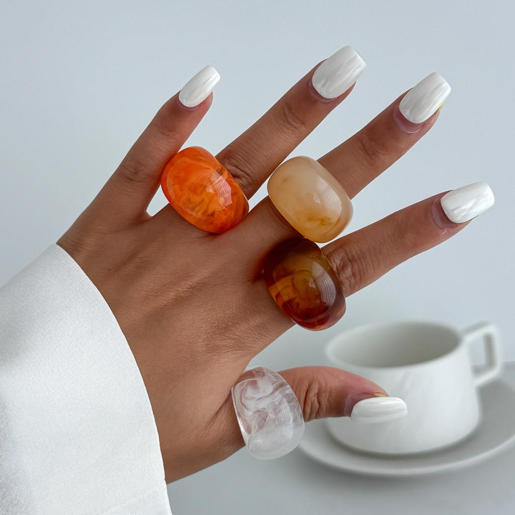 Ice Transparent Smudge Colored Resin Ring Ring Does Not Fade Plain Ring Acrylic Ring Ring Female