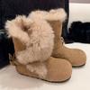 Snow Boots for Women's Flats Ankle Shoes Fur Fashion Warm Woman Shoes  Suede Winter Cotton Shoes Designer Sport Botas Mujer