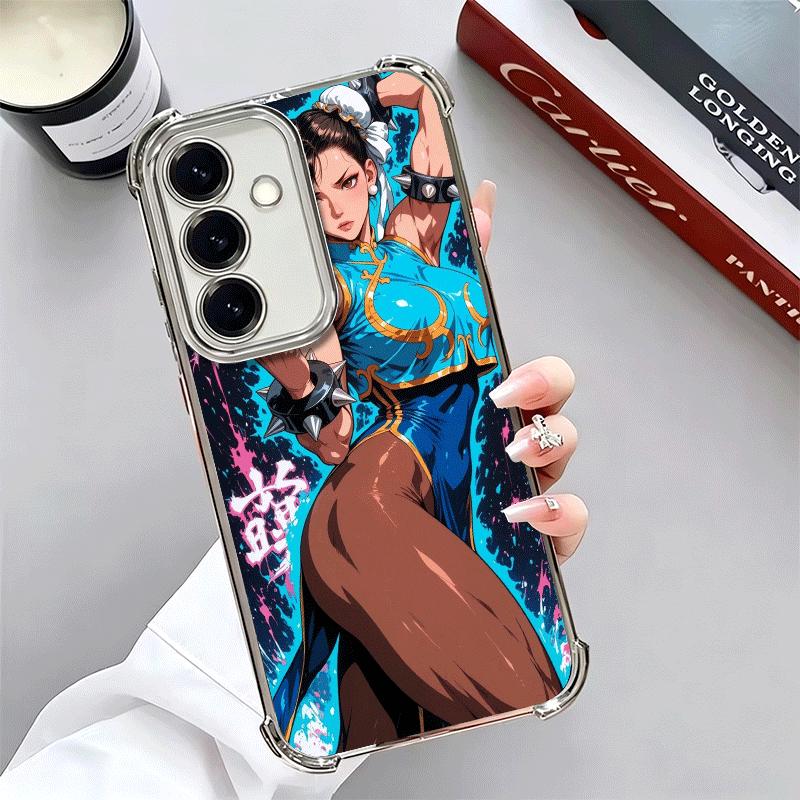 ChunLi S-Street F-FighterS Plating Phone Case For Samsung A17 A07 A37 A57 A16 A56 A15 A55 A14 A54 A13 A53 A26 A36 A25 A35 A24 A3