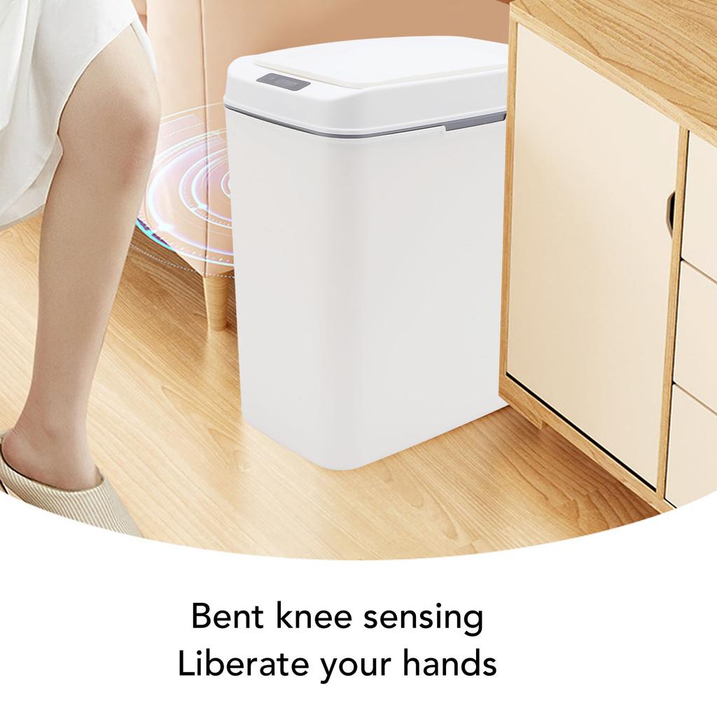 15L Smart Sensor Trash Can Water Resistant Touchless Automatic Sensor Garbage Bin with Lid for Bathroom Living Room Bedroom Kitchen