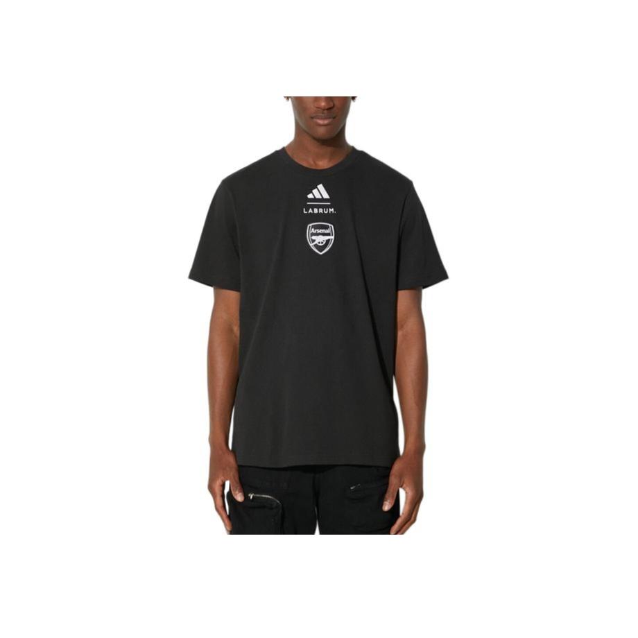 adidas Arsenal Labrums T-Shirt Graphic Print Crew Neck Short Sleeve Men Tops Black JI9435