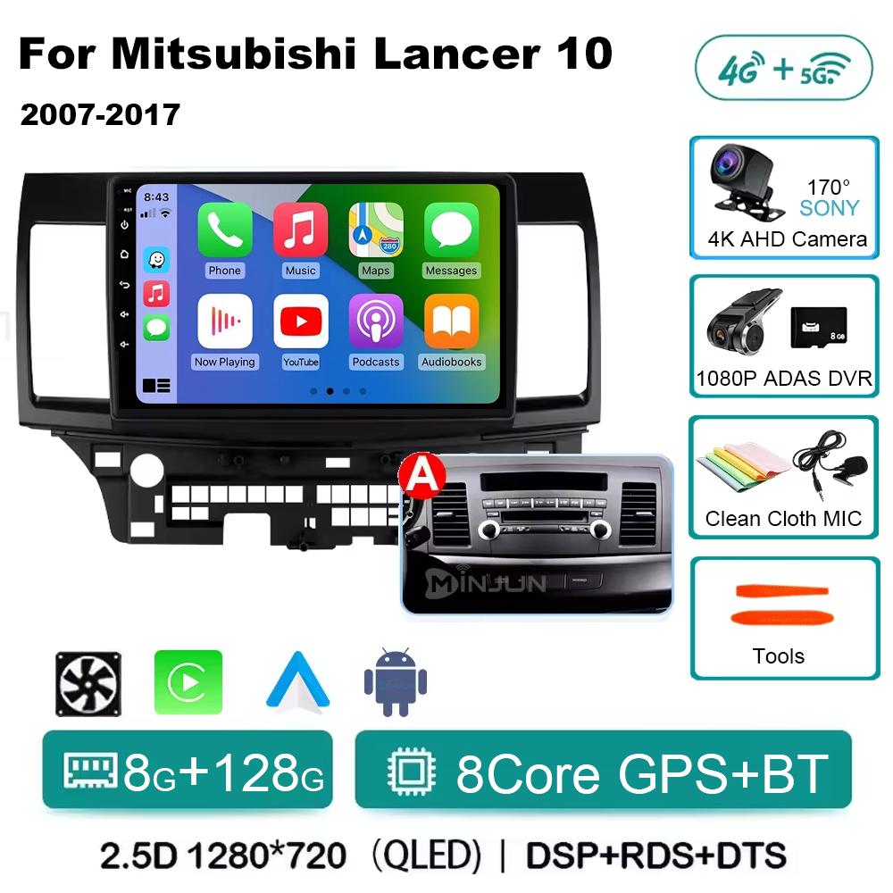 Android 14 Carplay Auto Car Radio Multimedia Player For Mitsubishi Lancer 2007-2013 Qualcomm Screen Autoradio Stereo Head Unit