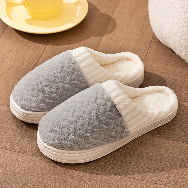Cotton slippers men's autumn and winter new home indoor non-slip household thick-soled plush cotton shoes men's bag heel
