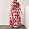 In-Stock High-Waisted Floral Puff Sleeve Dress, Spring/Summer French Style, Waist-Cinched with Large Hem for Women