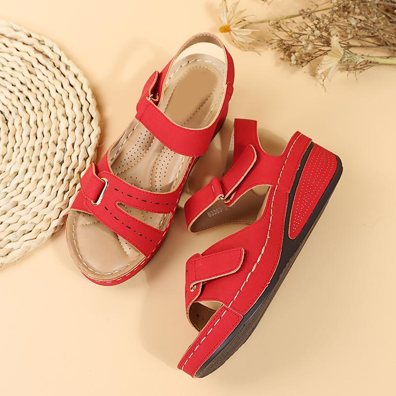 Fashion Women's Fashion Slope Heel Sandals Summer New Round Head Open Toe Thick Soles Anti-slip Wear-resistant Heel Shoes