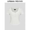 UR 2025 Women's Short Sleeve Button Knit Top