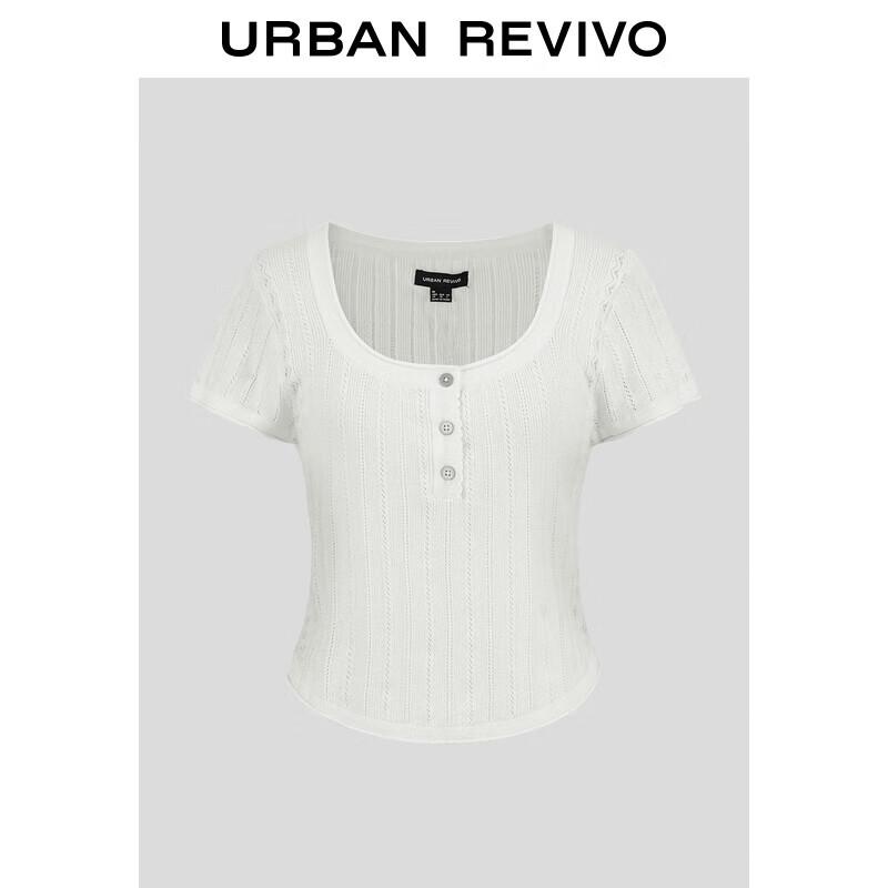 

UR 2025 Women s Short Sleeve Button Knit Top XS