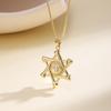 Nidin New Fashion Lucky Hexagonal Star Shape Evil Eye Pendant Necklace For Women Men Creative Design Clavicle Chain Jewelry Gift