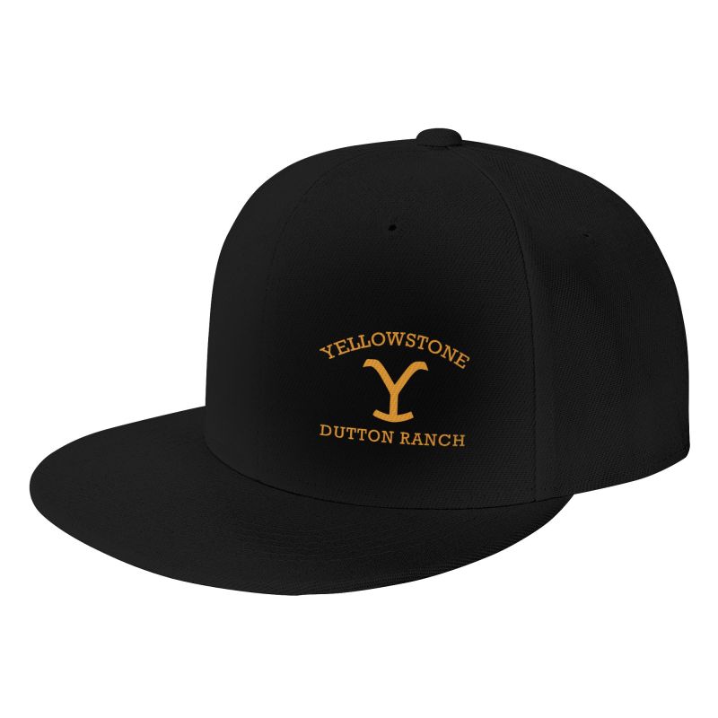 Yellowstone Dutton Ranch Graphic Print Baseball Cap Unisex Hip Hop Skull Hat Black Flat Bill Hats Unisex Adjustable Snapback Caps