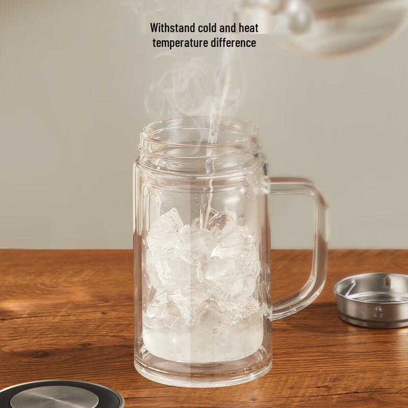 Double-Layer Glass Tea Infuser Mug with Handle