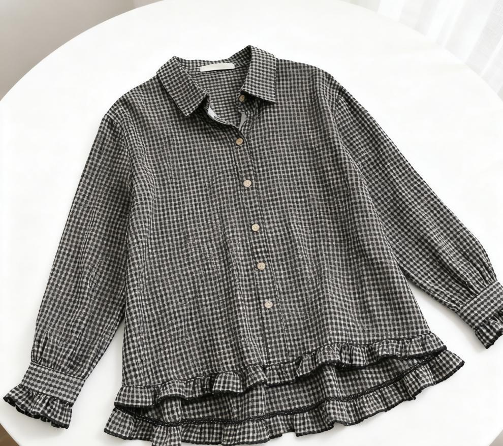 2026 Spring Plaid Long Sleeve Slimming Plus Size Women's Casual Shirt Jacket