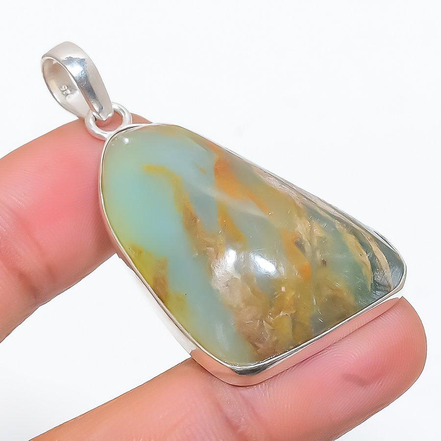 

Chrysoprase Gemstone Handmade 925 Steling Silver Jewelry Pendant 1.97 SU-9650