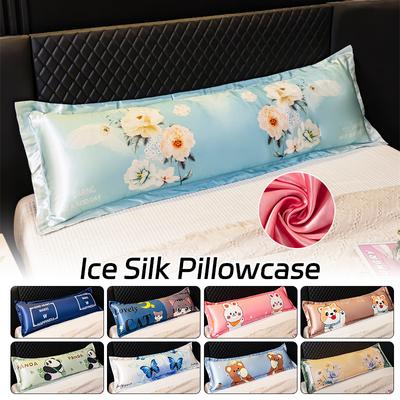 120/150/180cm Long Summer Cool Feeling Couple Pillowcase Long Double Lovers Pillow Case Ice Silk Satin Fabric Pillow Cover