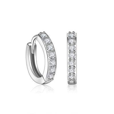 Einreihige Diamantohrringe im koreanischen Stil, vielseitig, mit Ohrclips - Europäischer und amerikanischer Silberschmuck