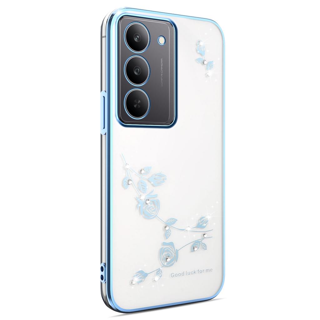 KADEM Für Realme 14x 5G Hülle Blume Strass Dekor Galvanisiertes TPU Handyhülle