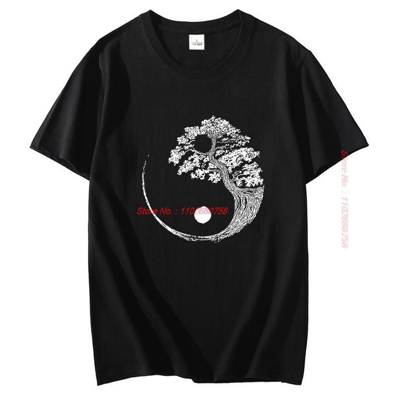 Yin Yang Bonsai Tree Japanese Buddhist Zen Graphic T Shirts Short Sleeve Tshirt Tees Tops Cotton Oneck Tshirt Unisexs Clothing