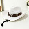 Wide Brim Western Cowboy Hat UV Protection Beach Panama Hat Casual Sun Hat