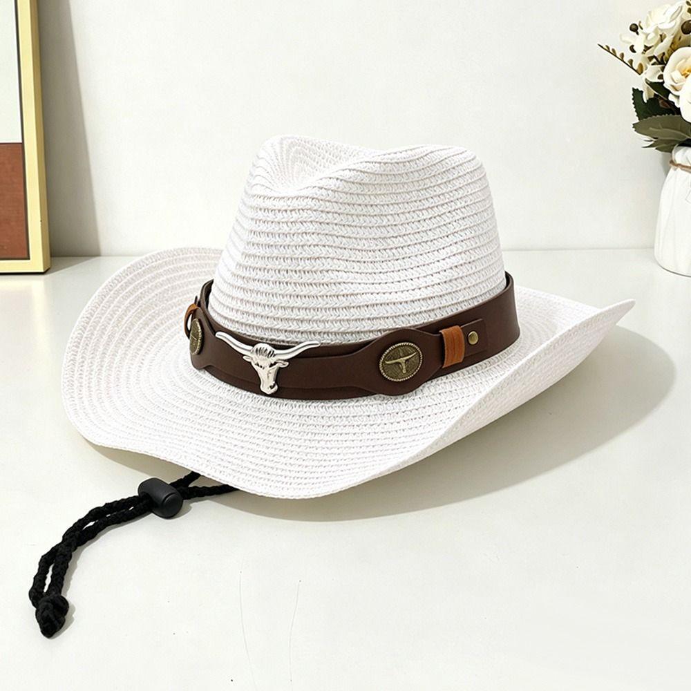 Wide Brim Western Cowboy Hat UV Protection Beach Panama Hat Casual Sun Hat