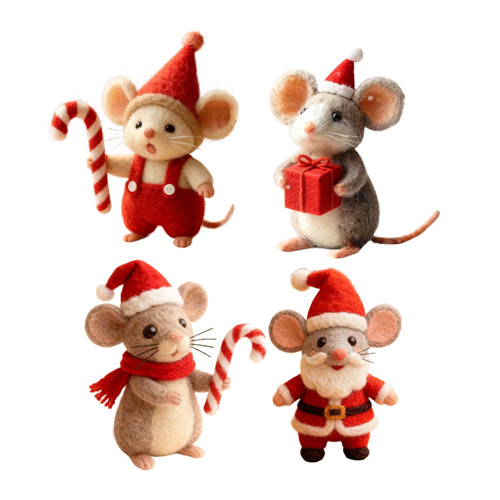 8cm Handmade Felt Mouse Ornaments For Christmas, Festival Atmosphere Decoration Props, Cute, Fun, And Festive Gifts