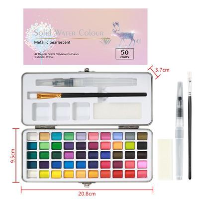 50Colors Watercolor Paint Set, Detail Paint Brush Included, Watercolor Paints, Painting Sets, Art Supplies for Painting, Travel Watercolor Se