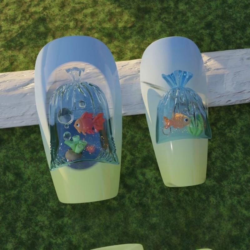 Silicone Nail Art Mold Accessory Molds Goldfish Themed Nail Decorative Mold Silicone Texture for Various Nail Types