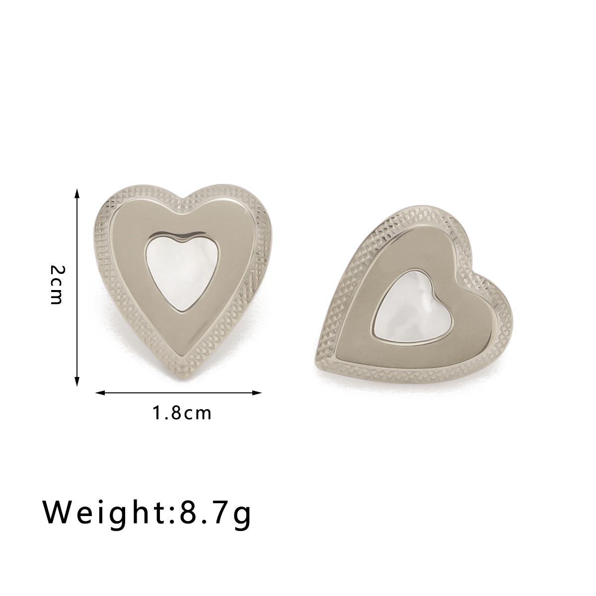 

Gold Color Stainless Steel Earrings For Women Double Layer Heart Stud