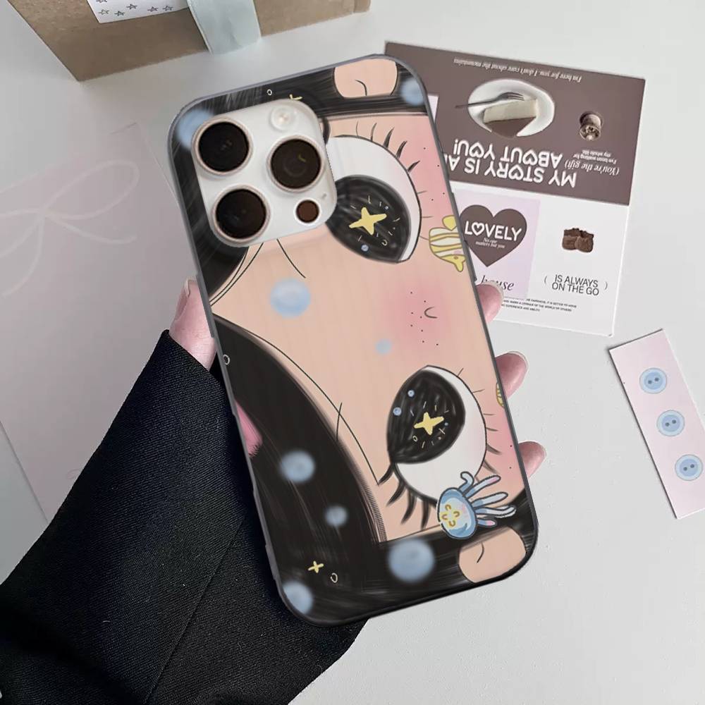 

Comic Girl For IPhone 17 16 15 Plus Pro Max 12 14 Plus 11 13 Wave Corrugated Stripe Funda Phone Cover iPhone 14 pro