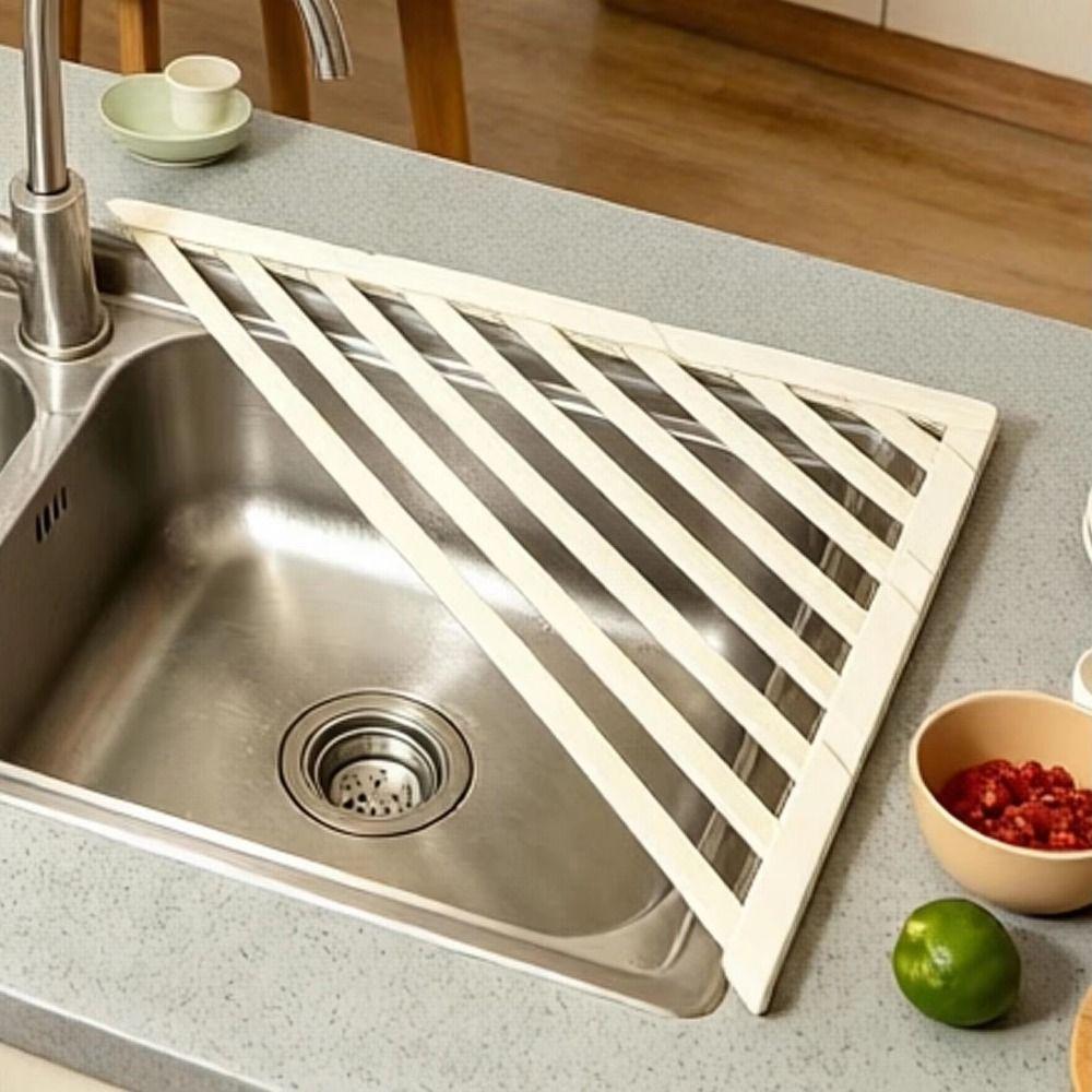 Rustproof Kitchen Sink Organizer Roll Up Sink Drainer Multipurpose Foldable Drain Rack  Sink Corner