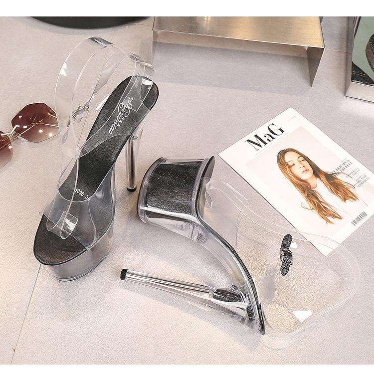 Nachtclub Super High Heels Damen Sandalen Hausschuhe Slide Sandal Platfrom Clear Heels Für 181 Serie 17 cm Absatz 7 cm Plattform LFD